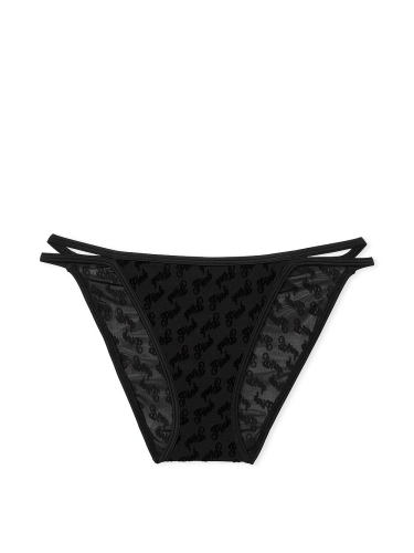 Трусики Logo Mesh Strapy Cheeky Panty Black Victoria's Secret Pink