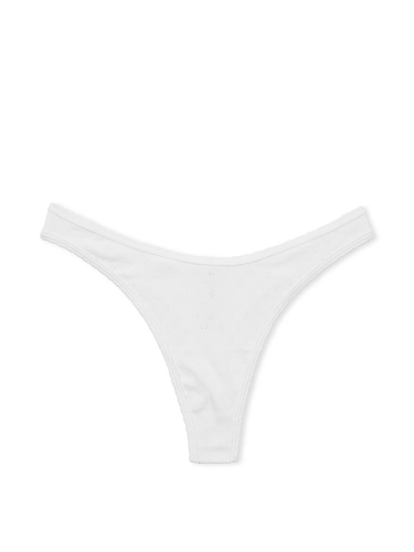 Трусики PINK Cotton High-Leg Thong Panty White Victoria's Secret
