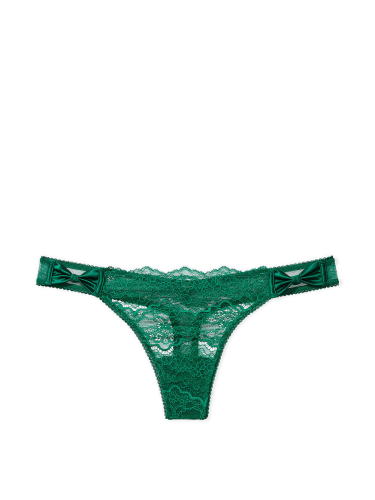 Трусики Dream Angels Satin Bow Lace Thong Spruce Green Panty Victoria's Secret