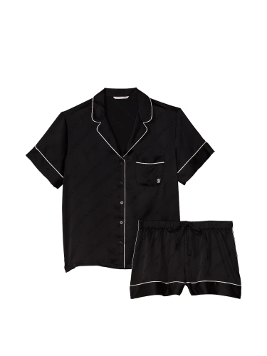Піжама сатинова Satin Short Pajama Set Black від Victoria's Secret