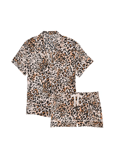 Піжама сатинова Satin Short Pajama Set Wavy Leopard від Victoria's Secret