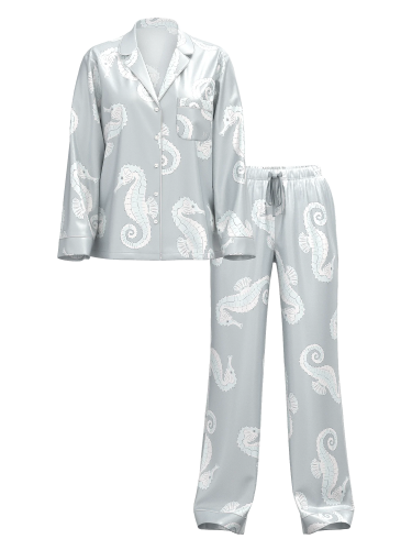 Піжама сатинова Satin Long Pajama Set Print