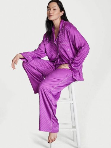 Піжама сатинова Satin Long Pajama Set Violet Victoria's Secret
