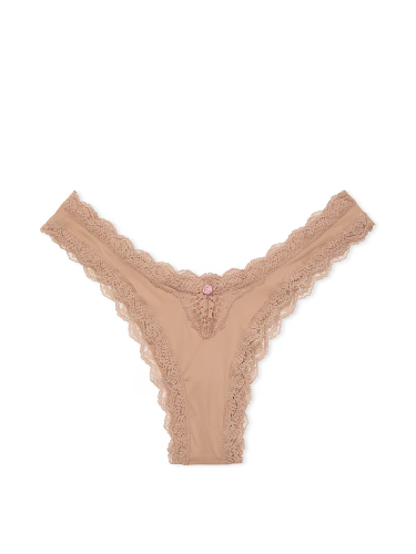 Трусики Dream Angels Lace Brazilian Panty Lace Trim Praline