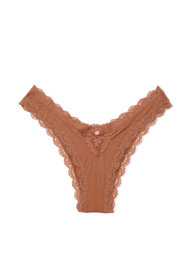 Трусики Dream Angels Lace Brazilian Panty Lace Trim Caramel