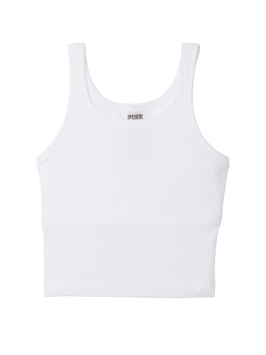 Топ в рубчик Pink Rib Crop Tank Top White