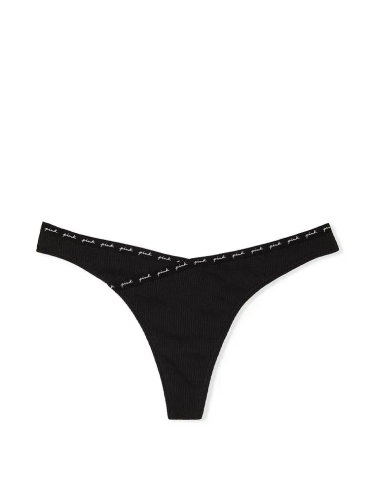 Трусики Pink Rib Logo Thong Panty Black
