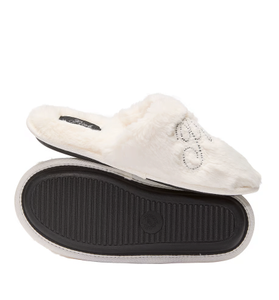 Домашні тапочки Faux-Fur Closed-Toe Slippers White Bling Logo