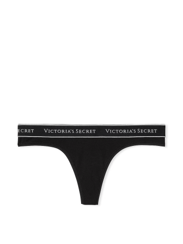 Трусики Victoria's Secret Logo Cotton Thong Panty Black