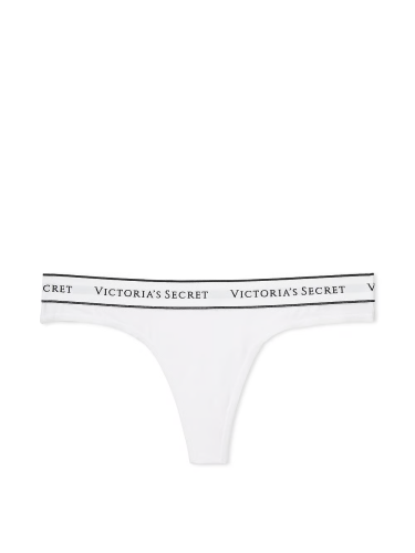 Трусики Victoria's Secret Logo Cotton Thong Panty White