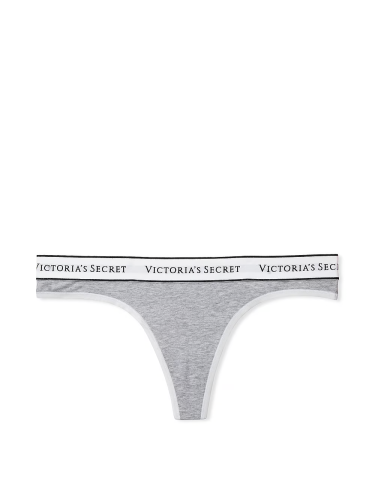 Трусики Victoria's Secret Logo Cotton Thong Panty Grey