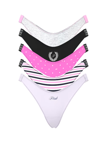 Набір трусиків 5-Pack Logo Cotton High-Leg Thong Panties Mix N