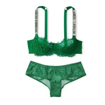 Комплект Wicked Unlined Shine Strap Green & Panty від Victoria's Secret
