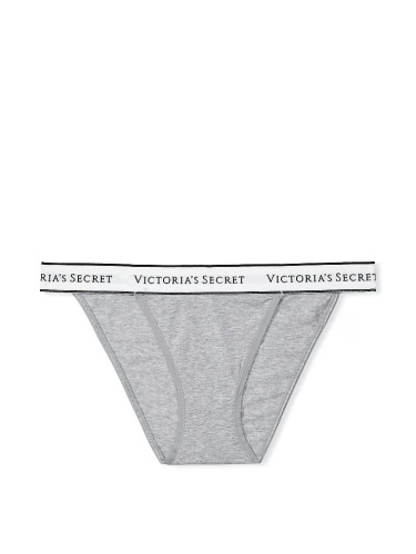 Трусики Victoria's Secret Logo Cotton Tanga Panty Heather Gray