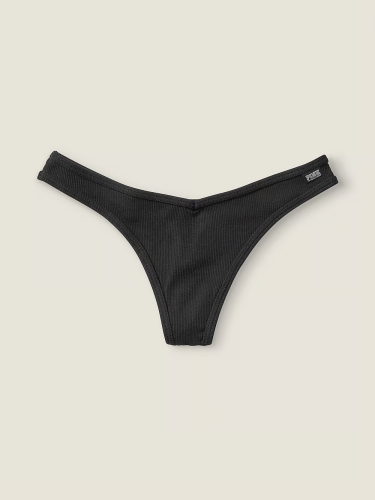 Трусики Cotton High-Leg Thong Panty Black