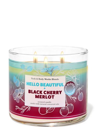 Ароматизована свічка Hello Beautiful Black Cherry Merlot 3-Wick Candle