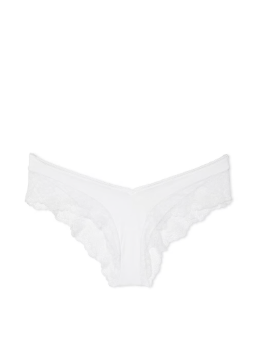 Трусики Rose Lace-Trim High-Leg Cheeky Panty VS White