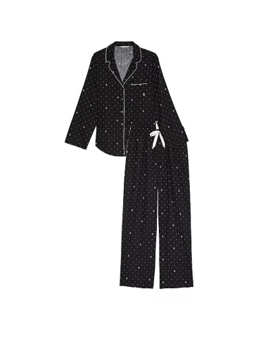 Піжама Flannel Long Pajama Set Black Vs Dot від Victoria's Secret