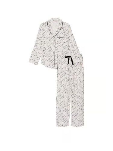 Піжама Flannel Long Pajama Set White Vs Script від Victoria's Secret