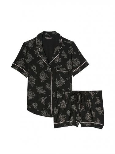 Піжама Modal Short Pajama Set Black Floral Victoria's Secret