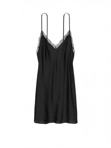 Нічна сорочка Satin & Lace Slip Dress Black Victoria's Secret
