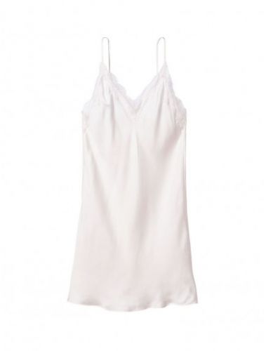 Нічна сорочка Satin & Lace Slip Dress White Victoria's Secret