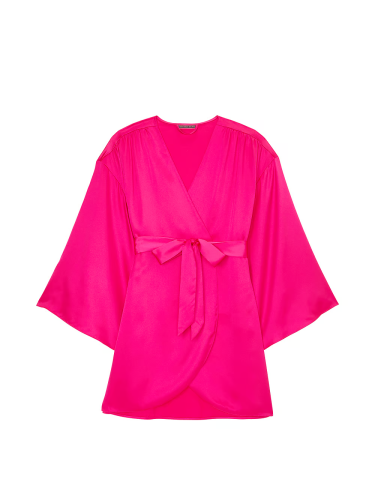 Сатиновий халат Satin Short Robe Hot Pink