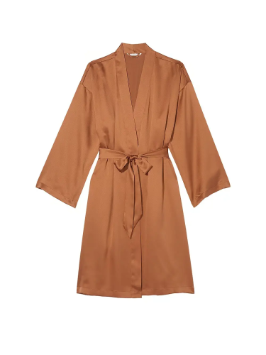 Сатиновий халат Satin Midi Robe Caramel