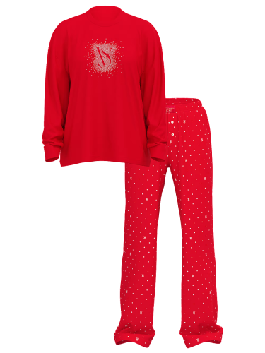 Піжама Flannel Long-Sleeve Tee-Jama Pajama Set Lipstick