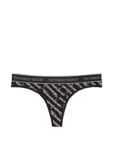 Трусики Logo Cotton Thong Panty Black VS Script