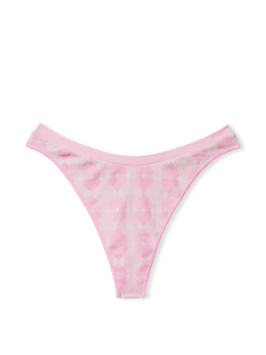 Трусики Seamless High-Leg Thong Panty PINK Pink Bubble Heart Jacquard Print