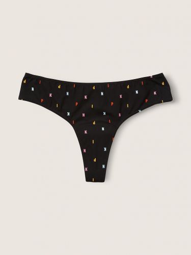 Трусики для критичних днів Period Panty Thong Pure Black Mini Logo від Victoria's Secret Pink