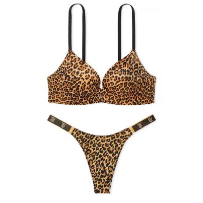 Комплект So Obsessed Wireless Push-Up Bra & Thong Panty Leopard