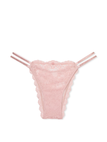 Трусики Dream Angels Twinkle Strap Lace Brazilian Panty Chalk Rose