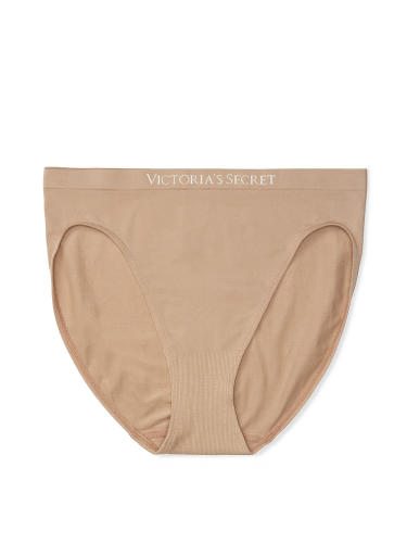 Трусики Victoria's Secret Seamless Lace-Trim High-Leg Brief Panty Beige