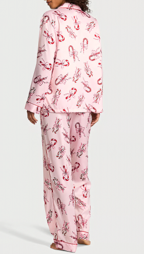 Піжама сатинова Glazed Satin Long Pajama Set Pink Print