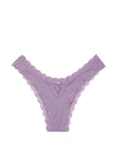 Трусики Dream Angels Lace Brazilian Panty Lace Trim Frozen Plum