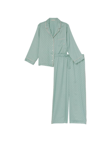 Піжама сатинова Satin Long Pajama Set Sage Dust