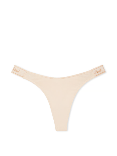 Трусики Logo Cotton High-Leg Thong Panty Marzipan