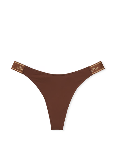 Трусики Logo Cotton High-Leg Thong Panty Ganache