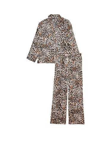 Піжама сатинова Satin Long Pajama Set Wavy Leopard Victoria's Secret