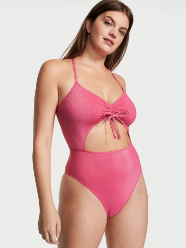 Суцільний купальник Victoria's Secret Ruched Cutout Forever Pink