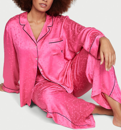 Піжама сатинова Satin Long Pajama Set Hollywood Pink Victoria's Secret