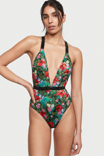 Суцільний купальник Victoria's Secret Shine Strap Tropical Floral