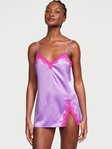 Нічна сорочка Tease Satin Lace Trim Mini Slip Purple Victoria's Secret