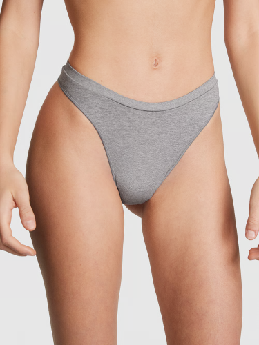 Трусики Victoria's Secret Seamless High-Leg Thong Panty PINK Grey Oasis Marl