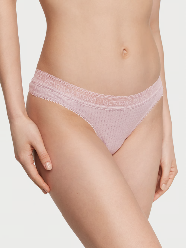 Трусики Logo Cotton Lace-Waist Thong Panty Purple від Victoria's Secret