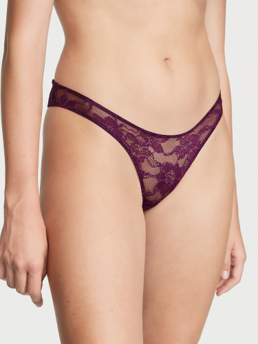 Трусики Shine Strap Cut-Out Back Lace Thong Panty Grape Soda