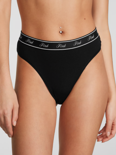Трусики Victoria's Secret Pink Logo Cotton Brazilian Panty Black