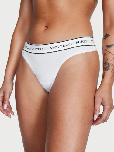 Трусики Victoria's Secret Logo Cotton Thong Panty White